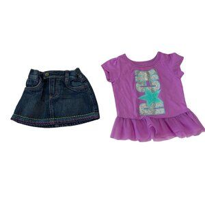 Old Navy Garanimals Girls Infant baby Sz 12 month 2 piece Outfit Jean Skirt Purp